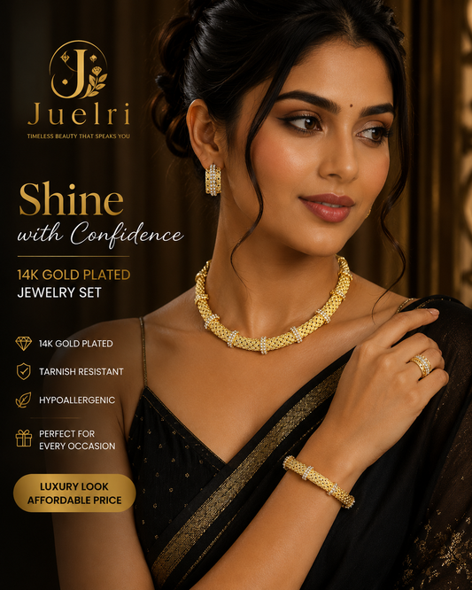 JLRA0091 14K gold-plated jewelry set – product view 1
