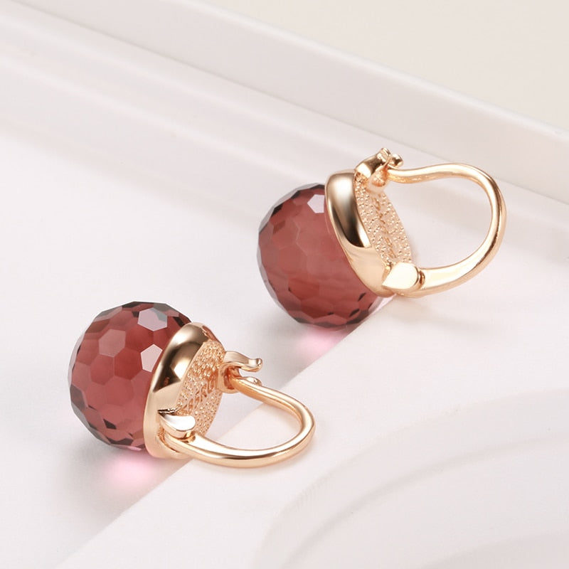 New 585 Rose Gold Glass Ball Drop Earrings