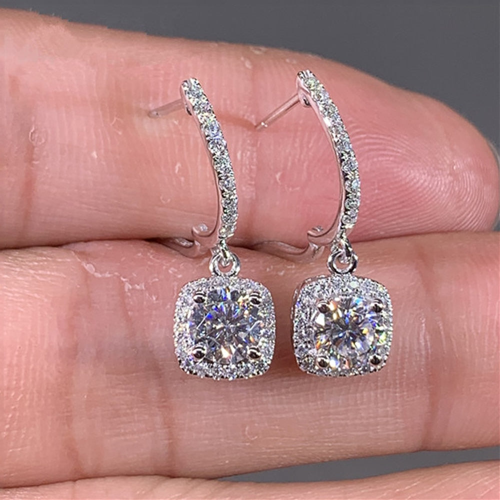 New Trendy Square Shape Brilliant Wedding Dangle Earring Nice Gift