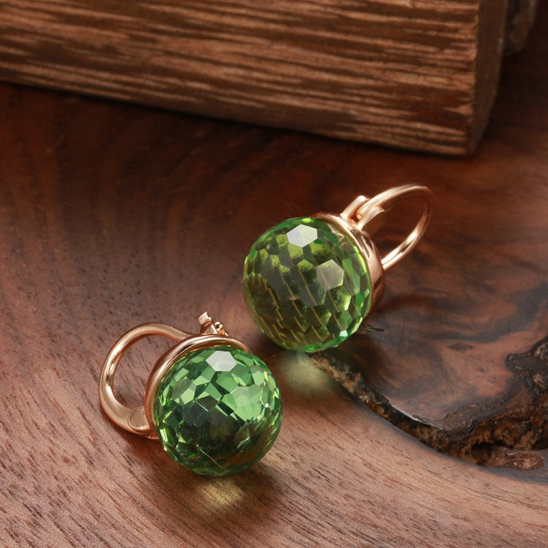 New 585 Rose Gold Glass Ball Drop Earrings