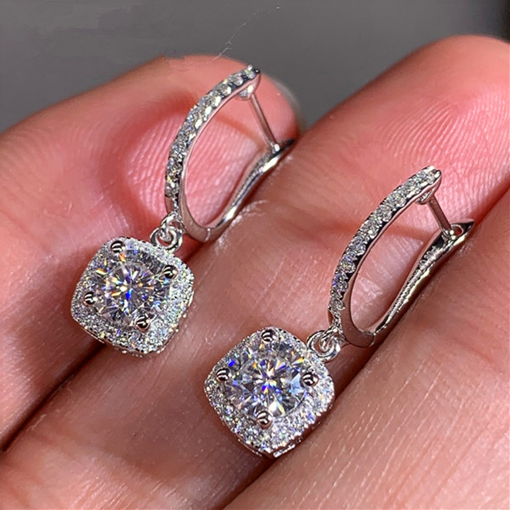 New Trendy Square Shape Brilliant Wedding Dangle Earring Nice Gift