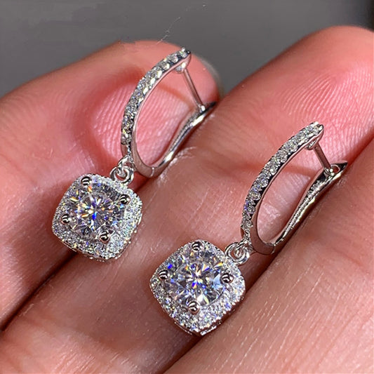 New Trendy Square Shape Brilliant Wedding Dangle Earring Nice Gift