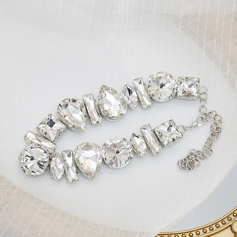 Geometric Crystal Choker Necklaces