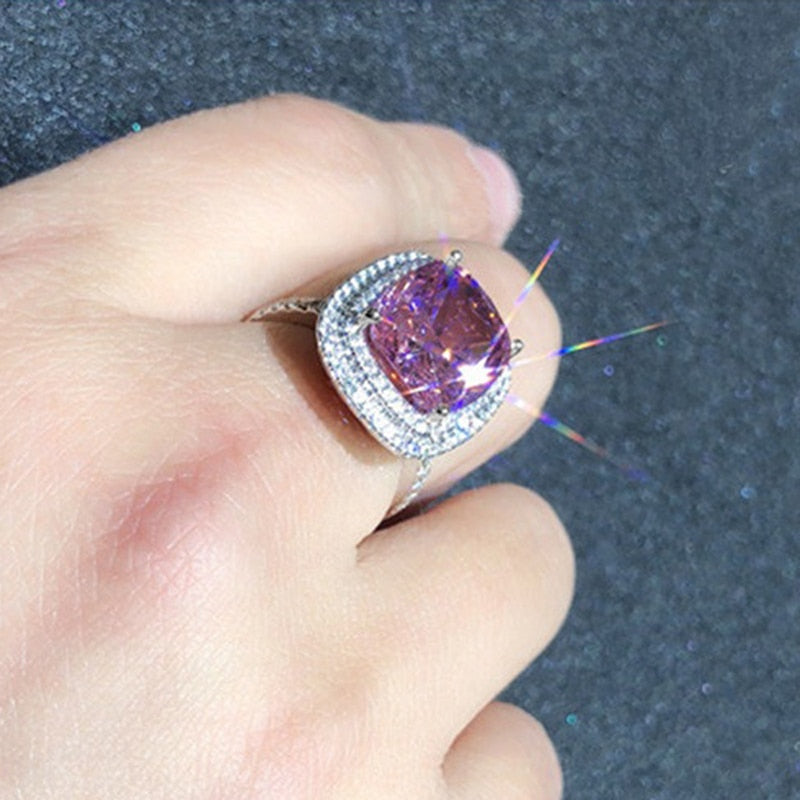 Pink Cubic Zirconia Wedding Rings