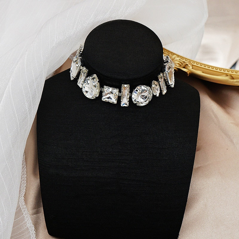 Geometric Crystal Choker Necklaces