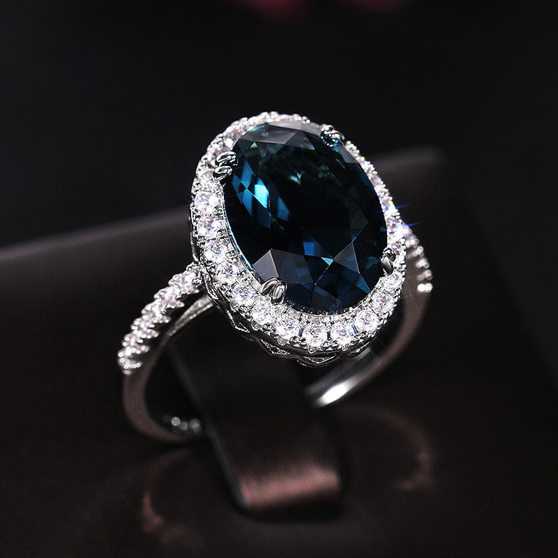 Charming Blue CZ Women Rings