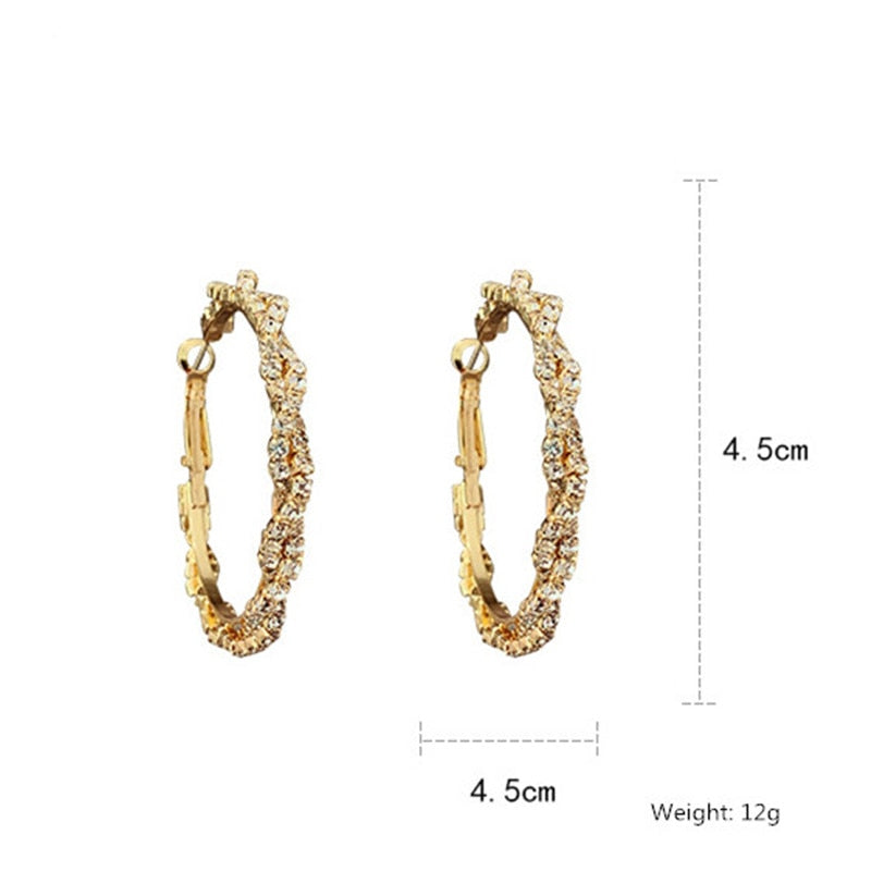 Round Hoop Shiny Screw Crystal Earrings, Style JLRE1702