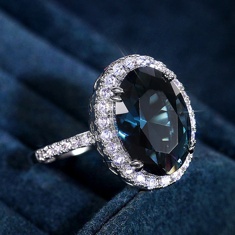 Charming Blue CZ Women Rings