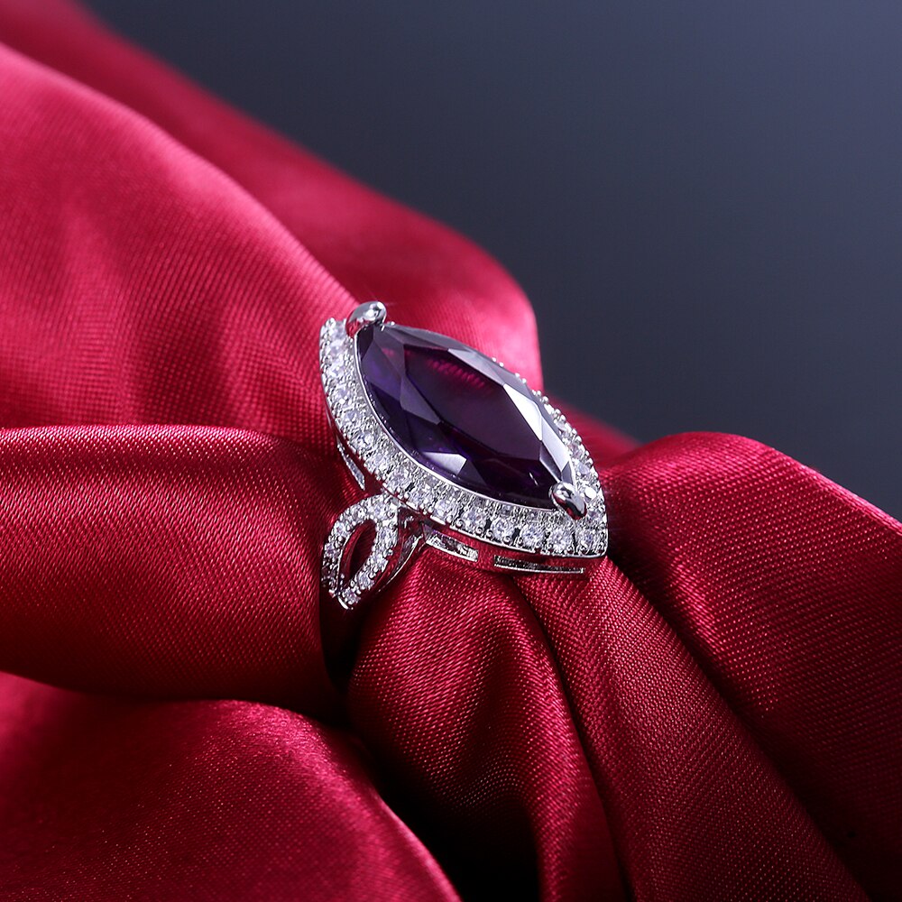 Luxury Brilliant Purple Stone Party Rings Vintage Devil Eye Symbol Micro Paved Cocktail Party Rings For Women Hot Selling
