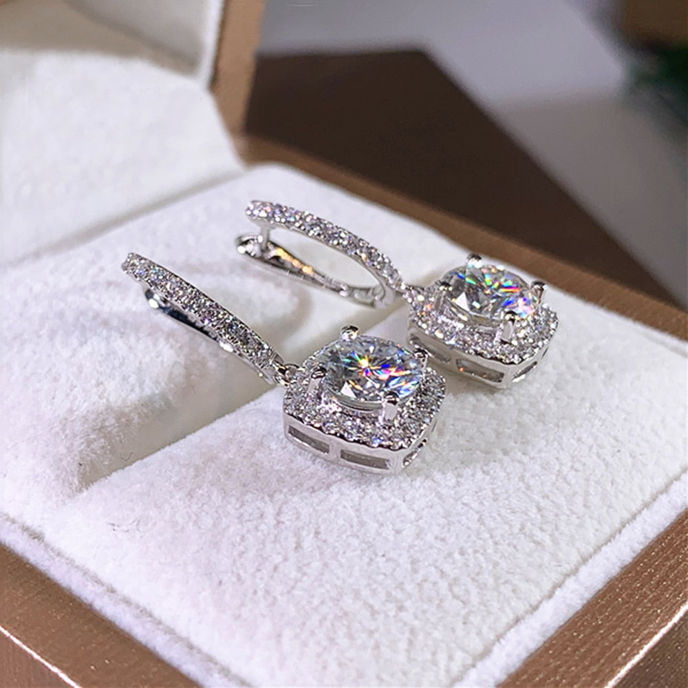 New Trendy Square Shape Brilliant Wedding Dangle Earring Nice Gift