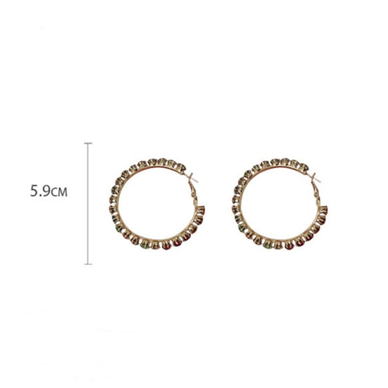 Round Colorful Crystal Hoop Earrings, Style JLRE4271