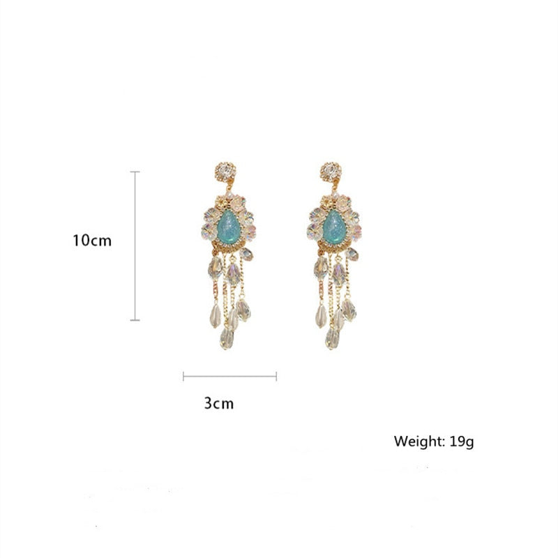 Blue Water Drop Crystal Earrings