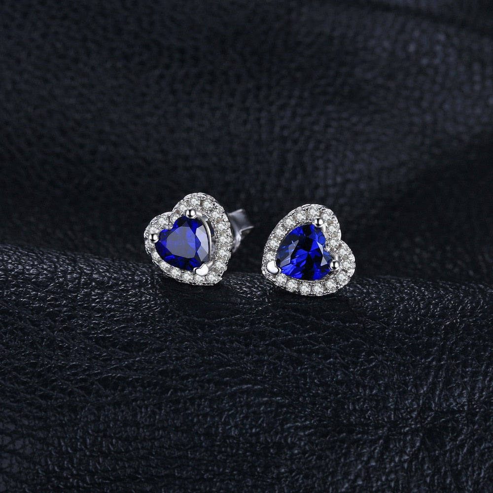 1.2ct Created Blue Sapphire 925 Sterling Silver Stud Earrings