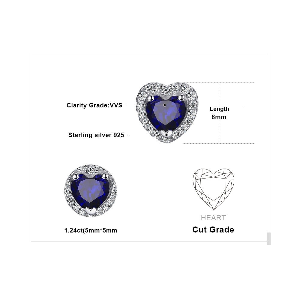1.2ct Created Blue Sapphire 925 Sterling Silver Stud Earrings