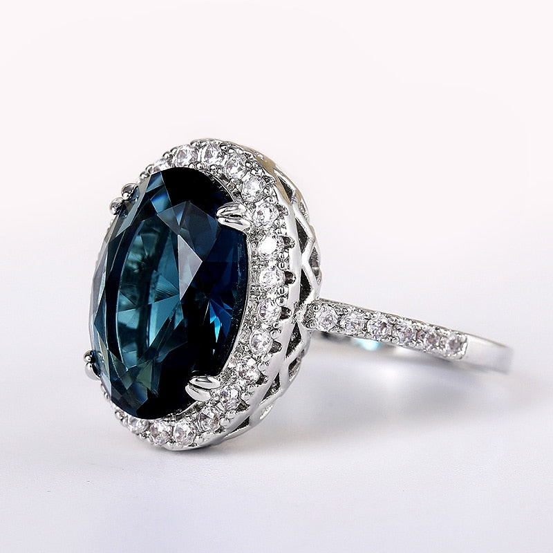 Charming Blue CZ Women Rings