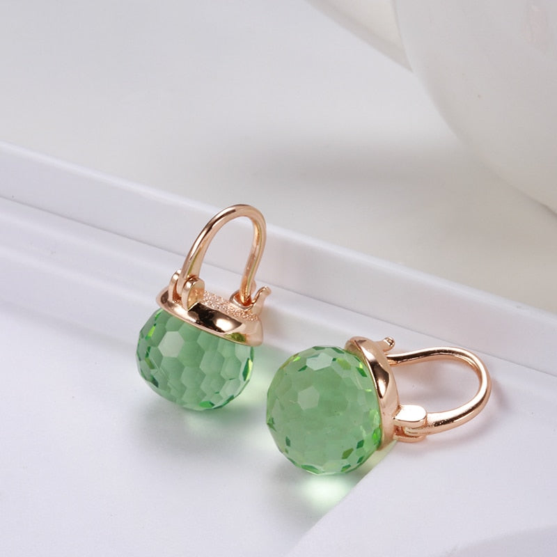New 585 Rose Gold Glass Ball Drop Earrings