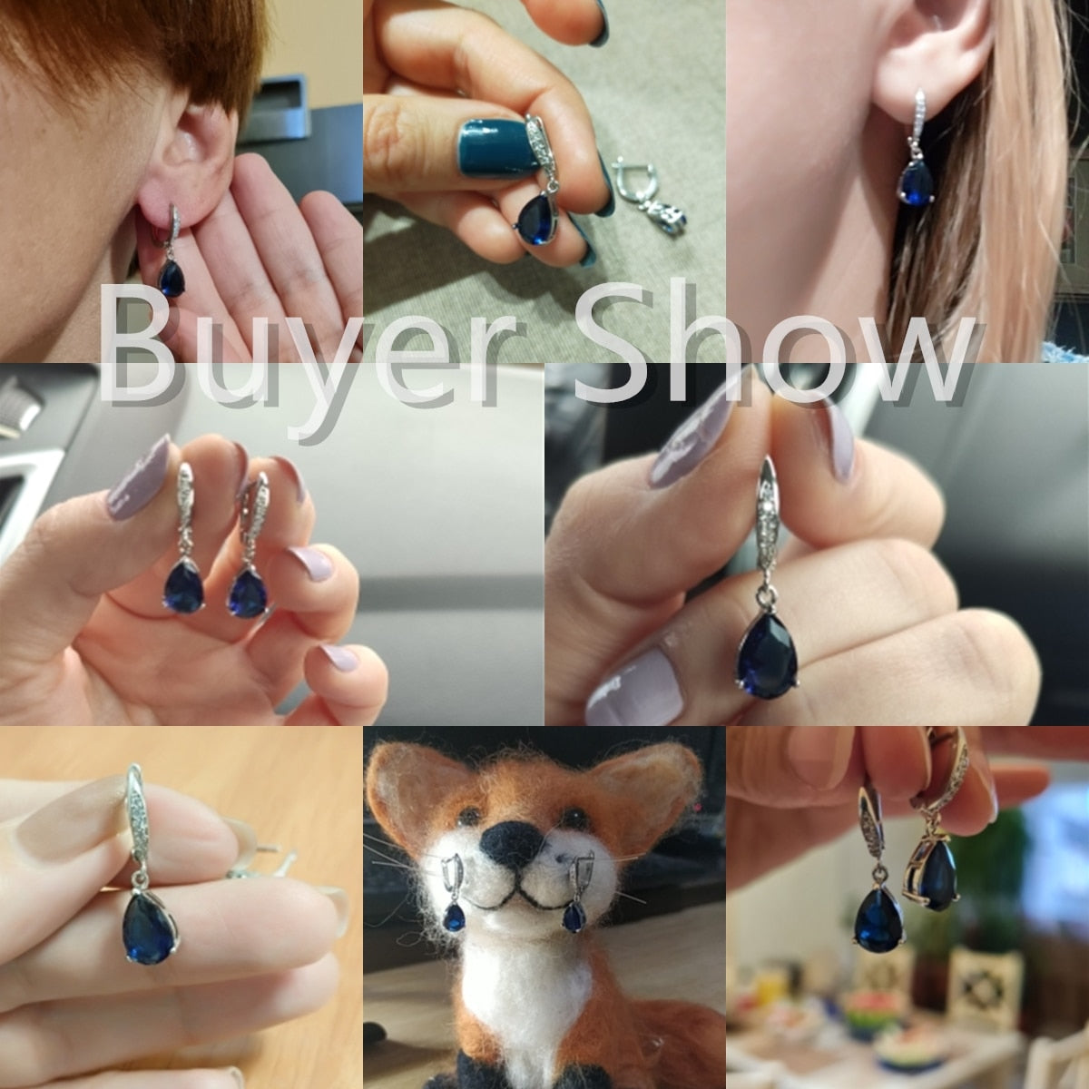 Women Drop Earrings Fashion Trend Noble Blue CZ Lady Dangle Earring for Party Wedding Anniversary Love Gifts