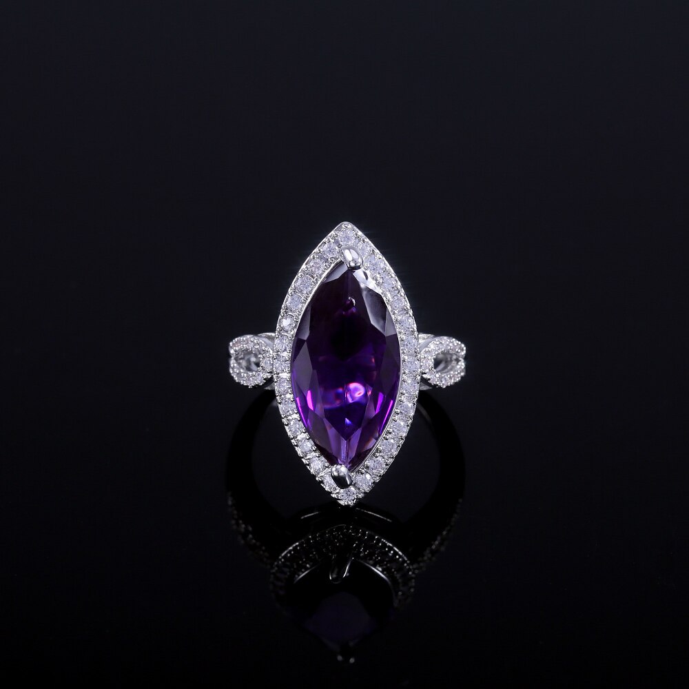Luxury Brilliant Purple Stone Party Rings Vintage Devil Eye Symbol Micro Paved Cocktail Party Rings For Women Hot Selling
