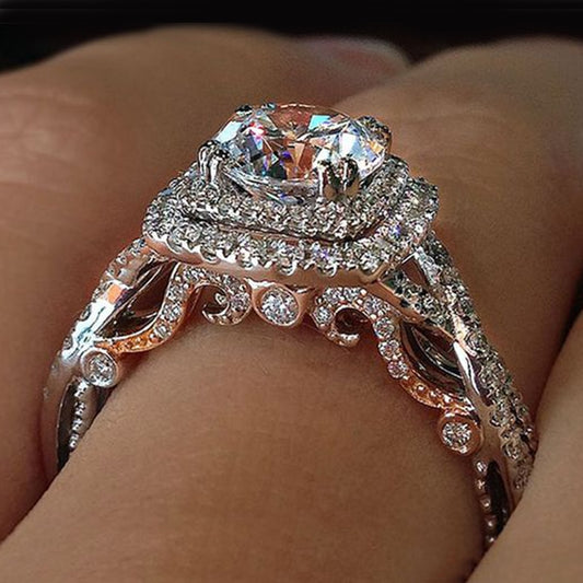 Eternity Engagement Ring with Clear White Cubic Zirconia