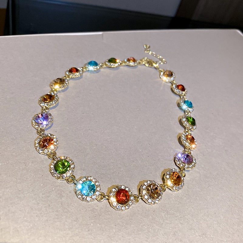 Colorful Crystal Choker Necklaces