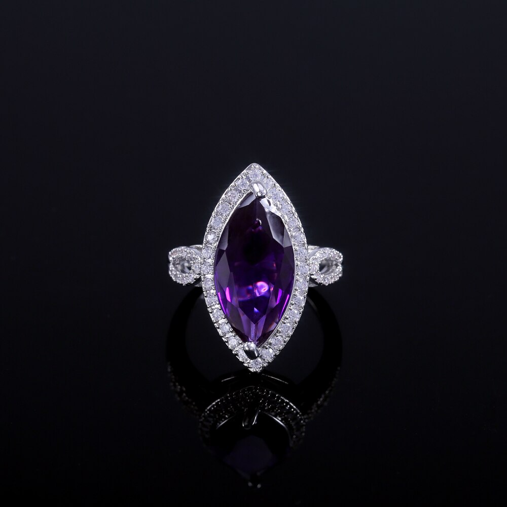 Luxury Brilliant Purple Stone Party Rings Vintage Devil Eye Symbol Micro Paved Cocktail Party Rings For Women Hot Selling