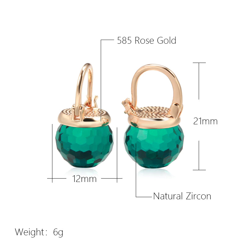 New 585 Rose Gold Glass Ball Drop Earrings