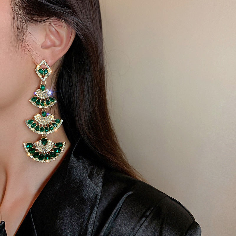 Vintage Green Crystal Drop Earrings - GIVE AWAY