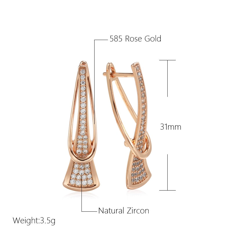 Luxury Curve Triangle Long Pendant Zircon Earrings