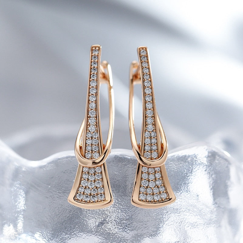 Luxury Curve Triangle Long Pendant Zircon Earrings