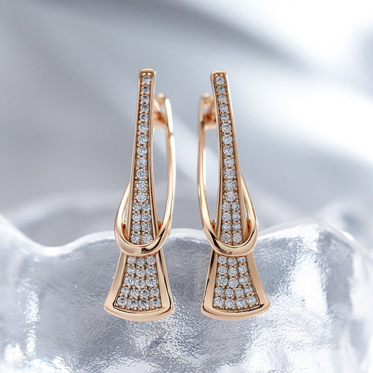 Luxury Curve Triangle Long Pendant Zircon Earrings