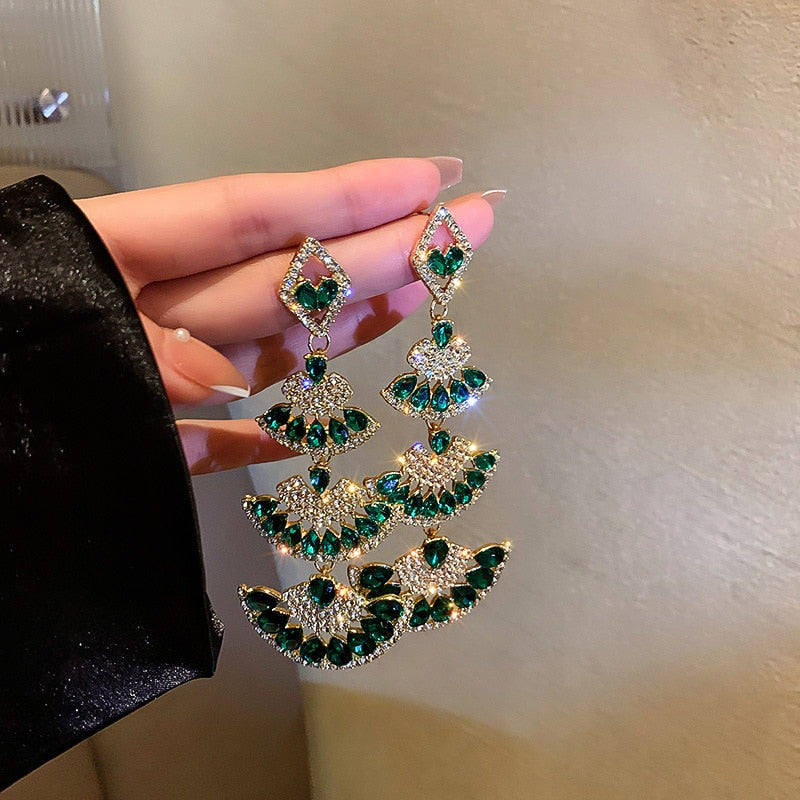 Vintage Green Crystal Drop Earrings - GIVE AWAY