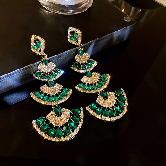 Vintage Green Crystal Drop Earrings - GIVE AWAY
