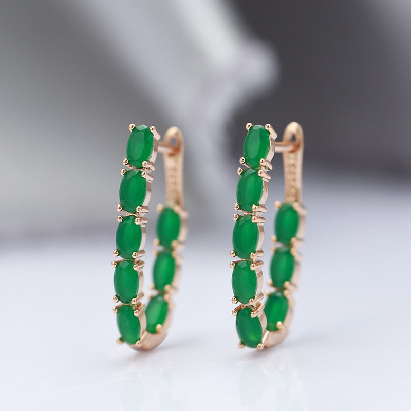 Luxury Oval Cut Artificial Green Zircon Earrings Style HF4U0708