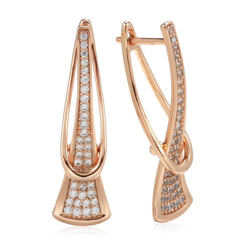 Luxury Curve Triangle Long Pendant Zircon Earrings