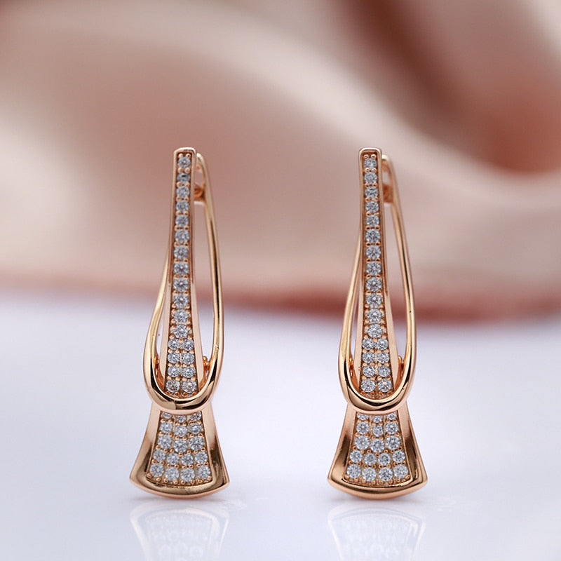 Luxury Curve Triangle Long Pendant Zircon Earrings