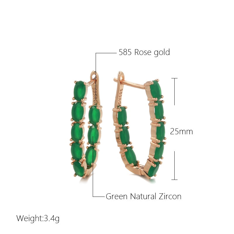 Luxury Oval Cut Artificial Green Zircon Earrings Style HF4U0708