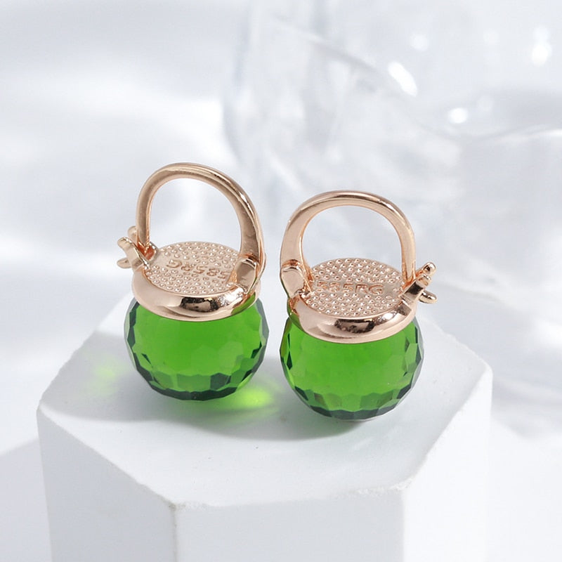 New 585 Rose Gold Glass Ball Drop Earrings