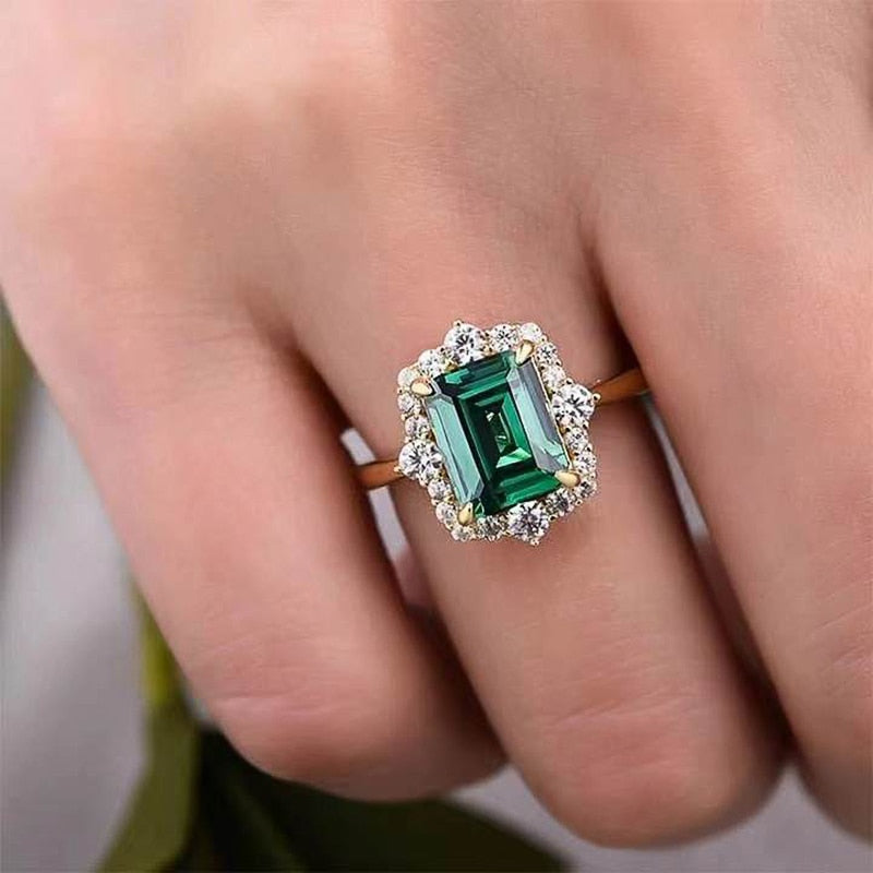 Green Cubic Zirconia Rings