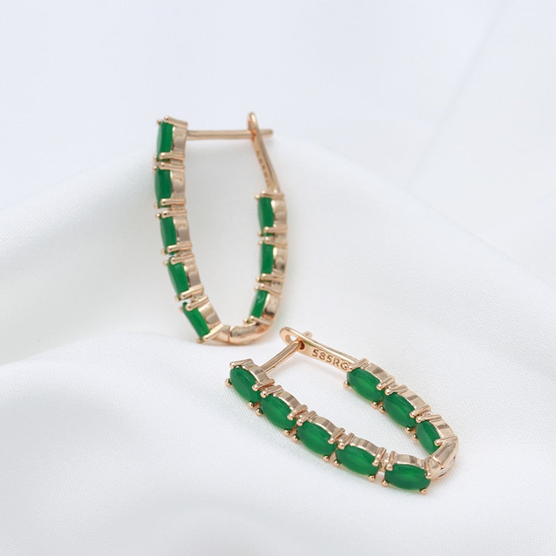 Luxury Oval Cut Artificial Green Zircon Earrings Style HF4U0708