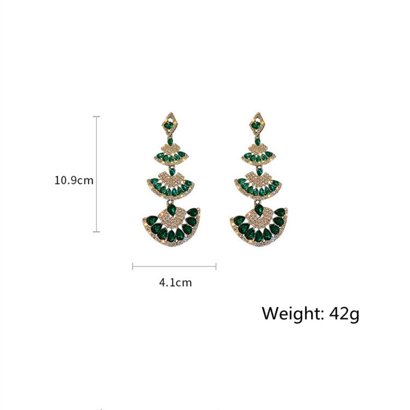 Vintage Green Crystal Drop Earrings - GIVE AWAY