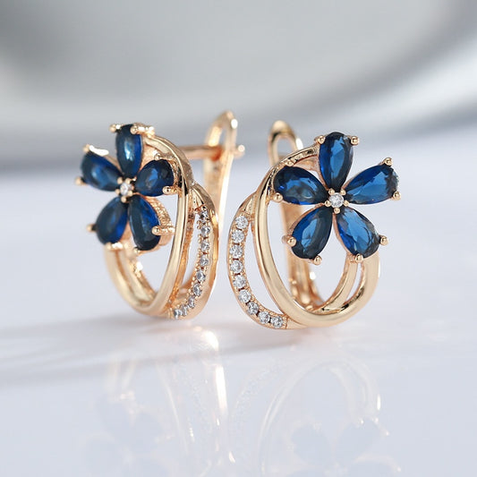 585 Rose Gold Spain Embossed Vintage Pattern Piercing Micro CZ Zircons Earrings Style HF4U0263JD