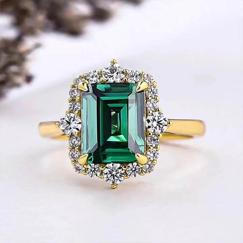 Green Cubic Zirconia Rings