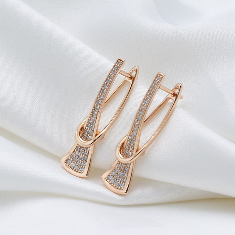 Luxury Curve Triangle Long Pendant Zircon Earrings