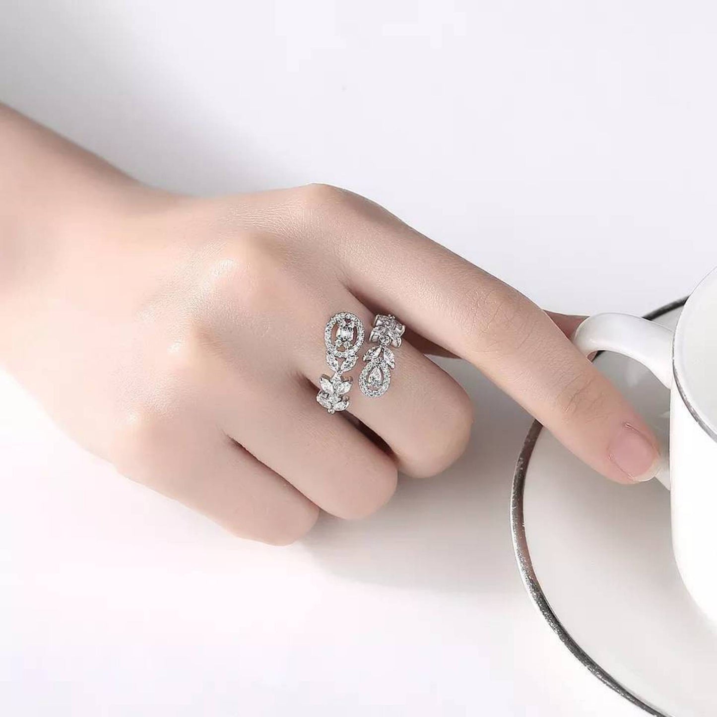 Wedding Adjustable White Gold Plated Ring