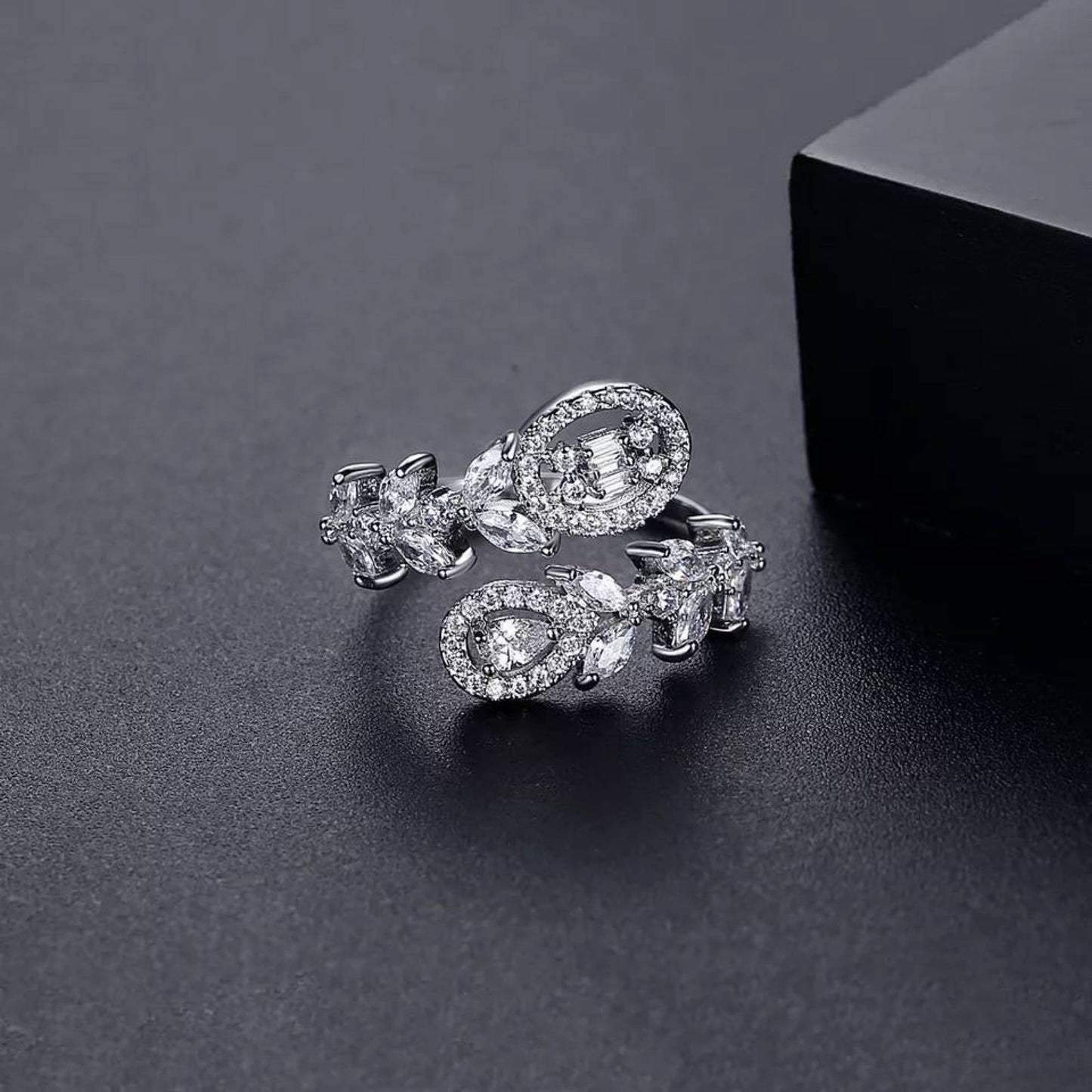 Wedding Adjustable White Gold Plated Ring