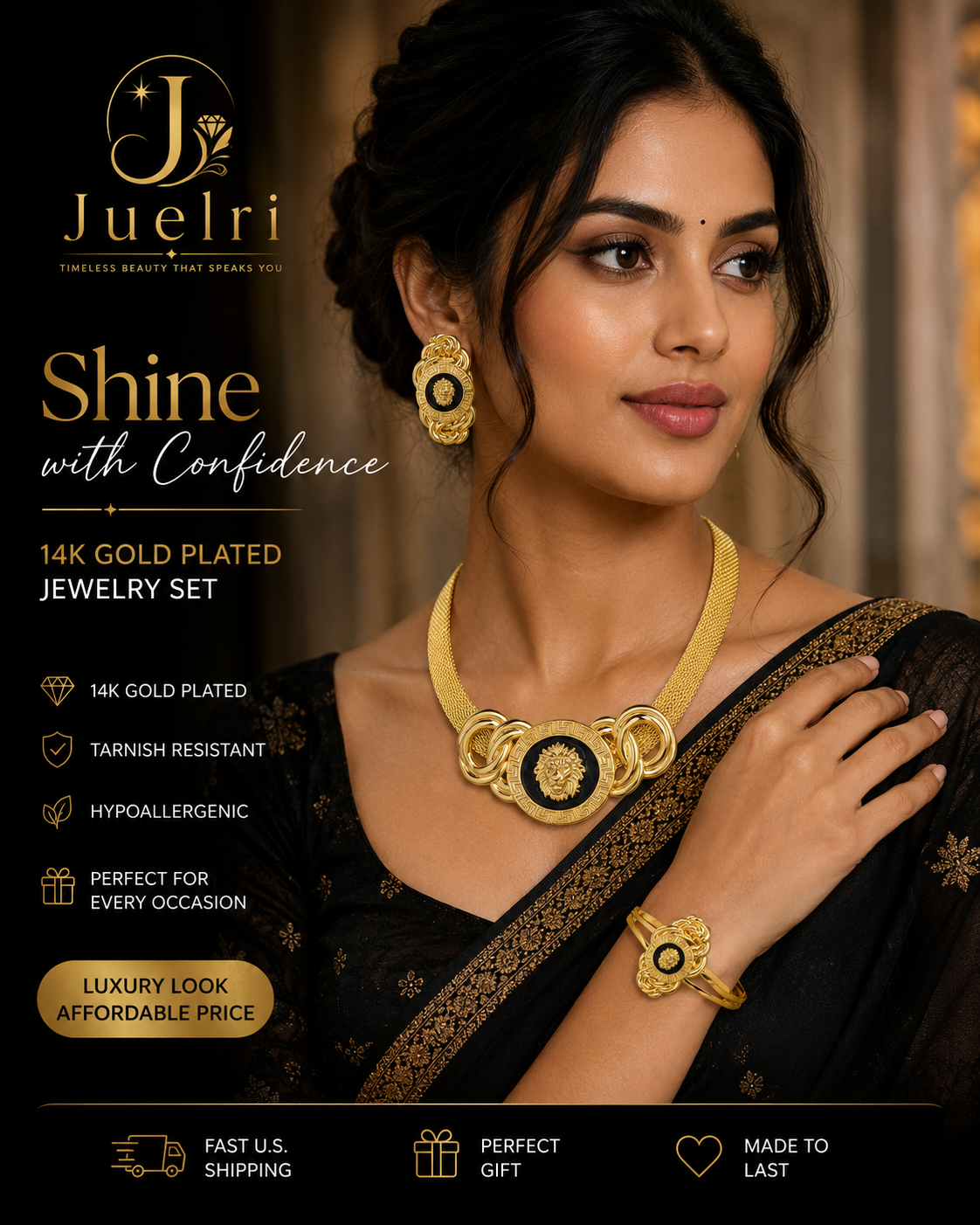 Luxury 14K Gold Plated Jewelry Sets, Style JLRSO143