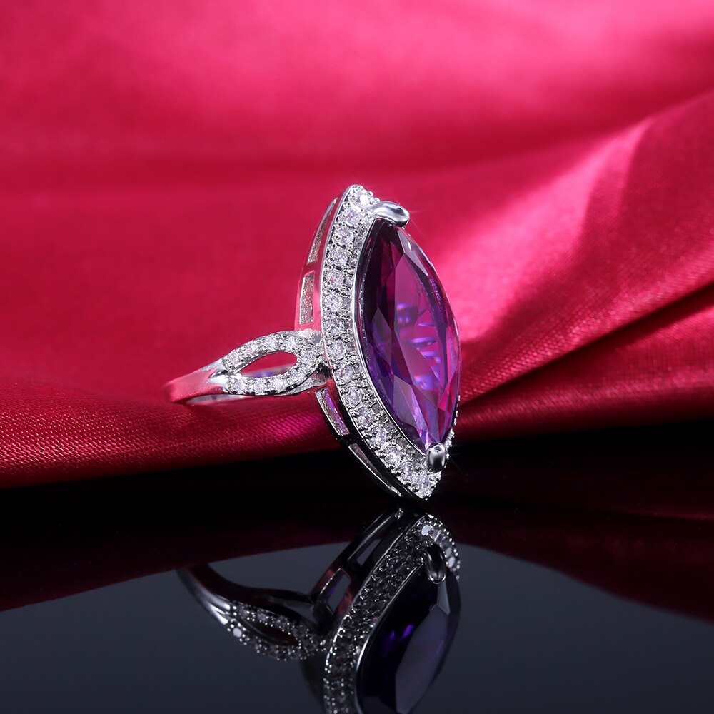 Luxury Brilliant Purple Stone Party Rings Vintage Devil Eye Symbol Micro Paved Cocktail Party Rings For Women Hot Selling