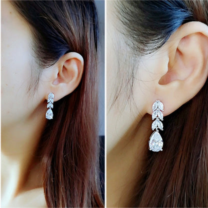 Leave Water Drop Shape Earring AAA Cubic Zirconia New Fashion Bridal Accessories