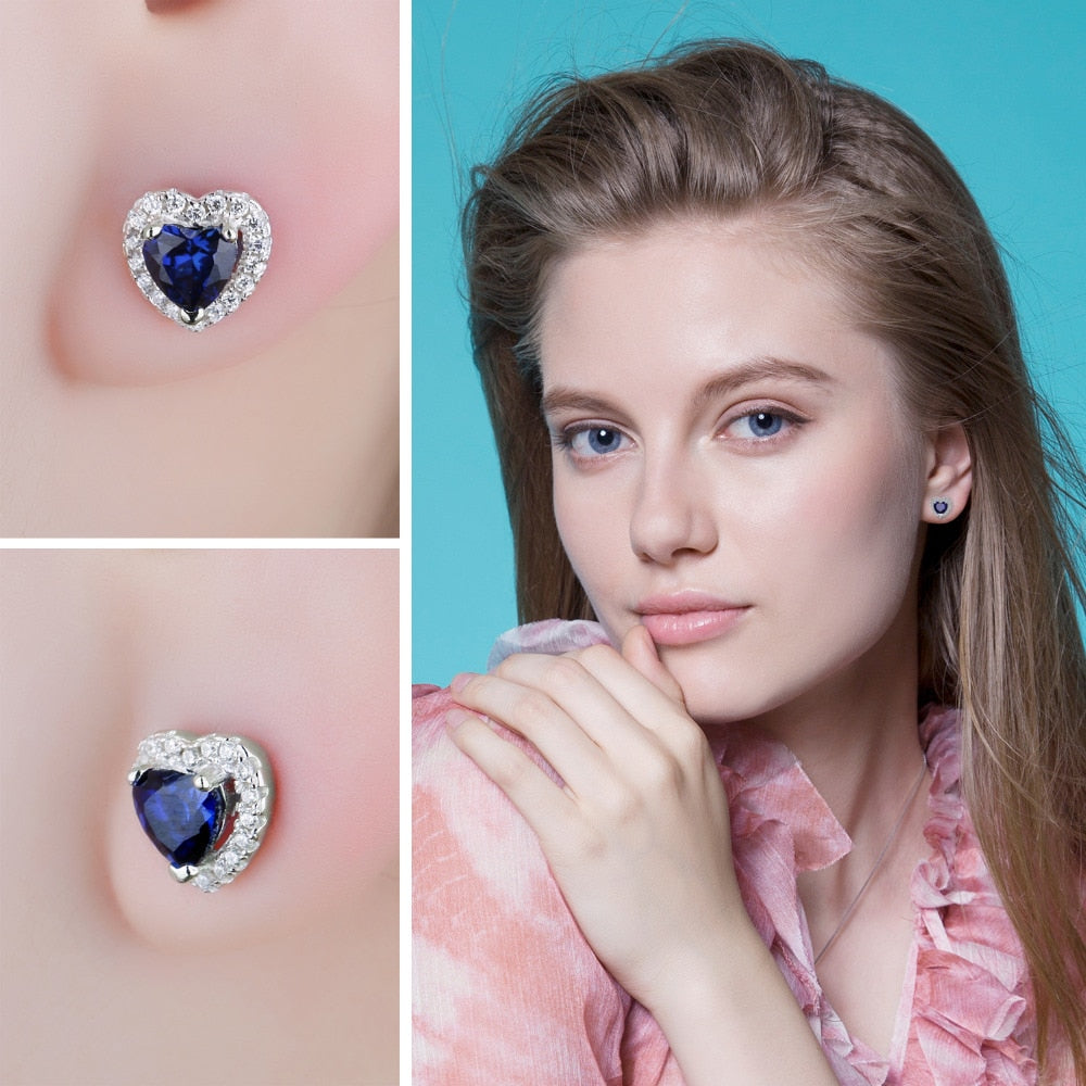 1.2ct Created Blue Sapphire 925 Sterling Silver Stud Earrings