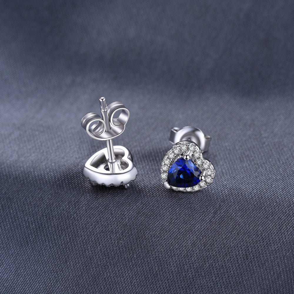 1.2ct Created Blue Sapphire 925 Sterling Silver Stud Earrings